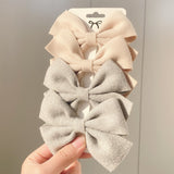 Solid Colors Cotton Hair Bows With Clip For Cute Girls Hair Clips Handmade Hairpins Barrettes Kids Hair