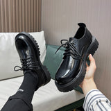 Zingj Leather Shoes Men's Platform Height Retro Single Shoes 45 Men's Plus Size Business Round Leather Shoes