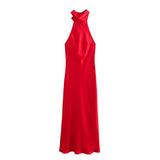 2025 New Dress Women's High-End Bare Back Hanging Neck French