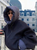 Removable Puffer Hoddie Patchwork Zipper Jacket- Outfit
