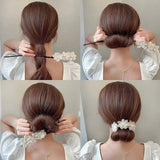 Women Elegant Bud Chiffon Flowers Bun Maruko Hairstyles Making Long Tools Sweet Headband Hairbands Fashion Hair