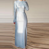 Zingj Zingj Fall 2023 New Round Collar Floral Long Sleeve Belt Shows Thin Hip Dress 211-0-Outfit