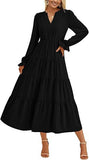 Autumn Long Dress Long Sleeve V-Neck Layered Lotle Leaves By The A-Line Cocktail