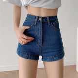 Zingj Trendy Women's Wear New Retro High-Waisted Crimped Solid Color Denim Shorts Loose Summer Skinny Buttocks Hot