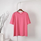 100% Cotton Basic T Shirt Women Summer New Oversized Casual Solid Tee Female Loose Short Sleeve Soft 10 Color