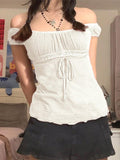 Vintage Tie Front Lace Trim Blouse-Outfit