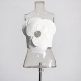 Sexy Waistcoat Woman 2025 Spring New Fashion Three-Dimensional Flowers Splicing Design Women's