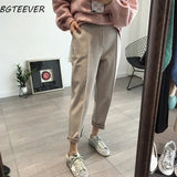 Winter Thicken Women Pencil Pants Wool Pants Female Autumn High Waist Loose Trousers Capris Soft Good