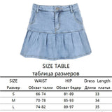 Pleated Denim Skirts Women Dark Academia Fashion Skirts Goth Black High Waist Skirt 90s Korean Pockets