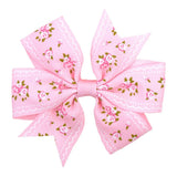 Printed Flower Hair Bows With Clip For Baby Girls Grosgrain Ribbon Boutique Hair Clip Barrettes Hair Accessories