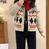 Knitted Design Buttoned Cardigan- Outfit
