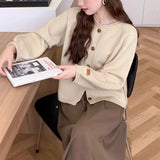 Autumn And Winter New Style Simple Style Solid Color Retro Knitted Cardigan Loose Lazy Style Sweater
