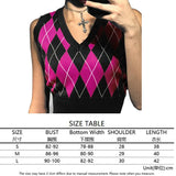 Sweater Vest Women Black Sleeveless Plaid Knitted Crop Sweaters Casual Autumn Preppy Style 2020 tops V Neck