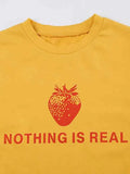 Strawberry Letter Print Crop Short Sleeve Tee-Outfit