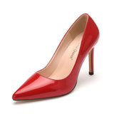 Cm Sexy Large-Size Pointed Single Shoes Red Leather Fine Heel Single Shoes Lady Tip Shoes Women's