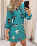 Bandage Hollow Out Women Dress Package Hip Ladies Mini Dress Print 2020 Fahsion Bohemia O Neck Long Sleeve Spring