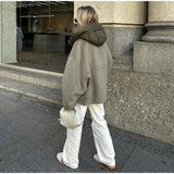 Removable Puffer Hoddie Patchwork Zipper Jacket- Outfit