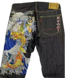 Style Fashion Brand KARAKURI Floating World Painted The Same Style Printed Men's Jeans Loose Straight Tube Wide-Legged