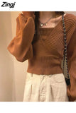 Women Knitting Elegant Solid All Match Ladies Casual Korean Style Daily Loose Design Spring Fashion Popular