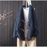 and winter new sweater cardigan women loose Korean style horn buckle all-match thick coat