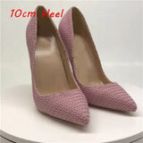 12cm high heels sexy knit fashion pointer toe sexy shallow women wedding party evening shoes BM014