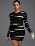 Dress 2022 New Women's Black Bodycon Dress Elegant Sexy Mesh Insert Evening Club Party Dress High Quality Runway