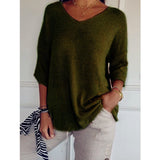 Casual Sweater Basic Thin V-Neck Seven-Sleeve Solid Female Bottoming Shirt Ice Cream