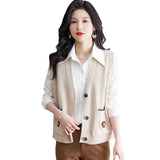 Horse Clip New 2024 Knitted Vest Jacket Women's Spring And Autumn Large Size Fashionable Sweater Vest Cardigan