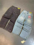 Zingj Straight Jeans For Men Retro Hip-Hop Goth Street Clothing Harajuku Men's Casual Pants 102-1-Outfit