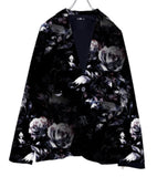 Women's Suit Collar Button Pocket Fashion Floral Print A Buckle Small