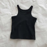 Zingj Cotton Slim Elastic Vest Female Spring And Summer New Pure Color Contracted Inside And Outside The Navel Base Sling-Outfit
