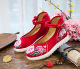 Zingj White Sole Embroidered Cloth Shoes High Heel Slope Canvas Embroidered Women's Singles Shoes Lace Retro National Style Cloth