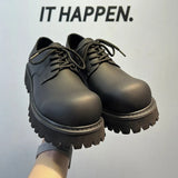 2025 Web Celebrity Thick Platform Korean Version Black Premium Sense Casual Dress Business Fashion Derby Shoes