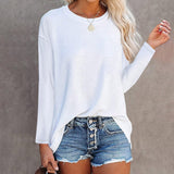 Spring Autumn New Fashion Solid T-shirts Harajuku Long Sleeve Cotton Tee Shirts Elegant Y2K O Neck Female Clothes Top