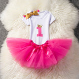 Girls Summer Dress Cute Newborn Baby Girl Clothes 1st Birthday Baby Bodysuit Romper+Ruffles Tutu Skirt +Headband