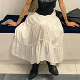 Zingj Spice Girl Pure Color A-Line Skirt 2023 Retro Bohemian Wind Splicing Loose Show Thin Long Skirt