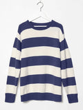 Striped Crew Neck Knit Sweater-Outfit