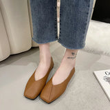 Size Single Shoes Women 2025 Summer Autumn New Casual Korean Version Of The Square Head Flat Sole Soft Bottom Shallow Mouth Comfortable Bean Shoes