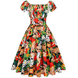 Women Vintage 50's 60s Swing Full Circle Flare Dress Hawaiian 4XL Office Sundress Pinup Retro Rockabilly Dresses
