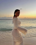 Knit Off-Shoulder Long Sleeve Maxi Dress-Outfit