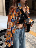 Vintage Mixed Print Long Sleeve Blouse- Outfit