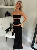 Black Slit Tube Maxi Dress- Outfit