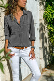 2020 Spring Autumn Fashion Lapel Long Sleeve Women's Buttons Shirt Casual Loose Solid Pocket Ladies Shirt Tops Plus
