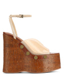 Heeled Sandals Women 2025 New Wear Thick-Soled Wood-Grass Waterproof Table Sandals Metal Stud