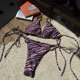 2025 New Zebra-Print Metal Accessories Sexy Suspension Swimsuit