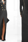 Spring Autumn Extra Long Black Floor Length Trench Coat for Women Slim Fit Double Breasted Luxury Elegant Fashion