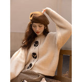 Retro Floral Women Cardigans 2022 Autumn Winter Single Breasted Sweater Korean Fashion Knitwears Casual Coat