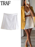 2022 White Shorts Women High Waist Split Skirt Shorts Woman Fashion Summer Green Shorts Y2k Casual Short Pants