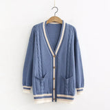 Women Knit Cardigans V neck Button Up Cartoon Sweater Jumpers V neck Long Winter Chic Cardigans Open Stitch