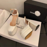 Wedding Shoes Wedding Shoes Wedding Dress Artifact Thick-Soled Waterproof Table Thick Heel 12Cm High Heels Presided Over The Performance